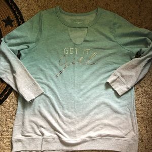 Lane Bryant 18/20W sweatshirt green ombré to gray.